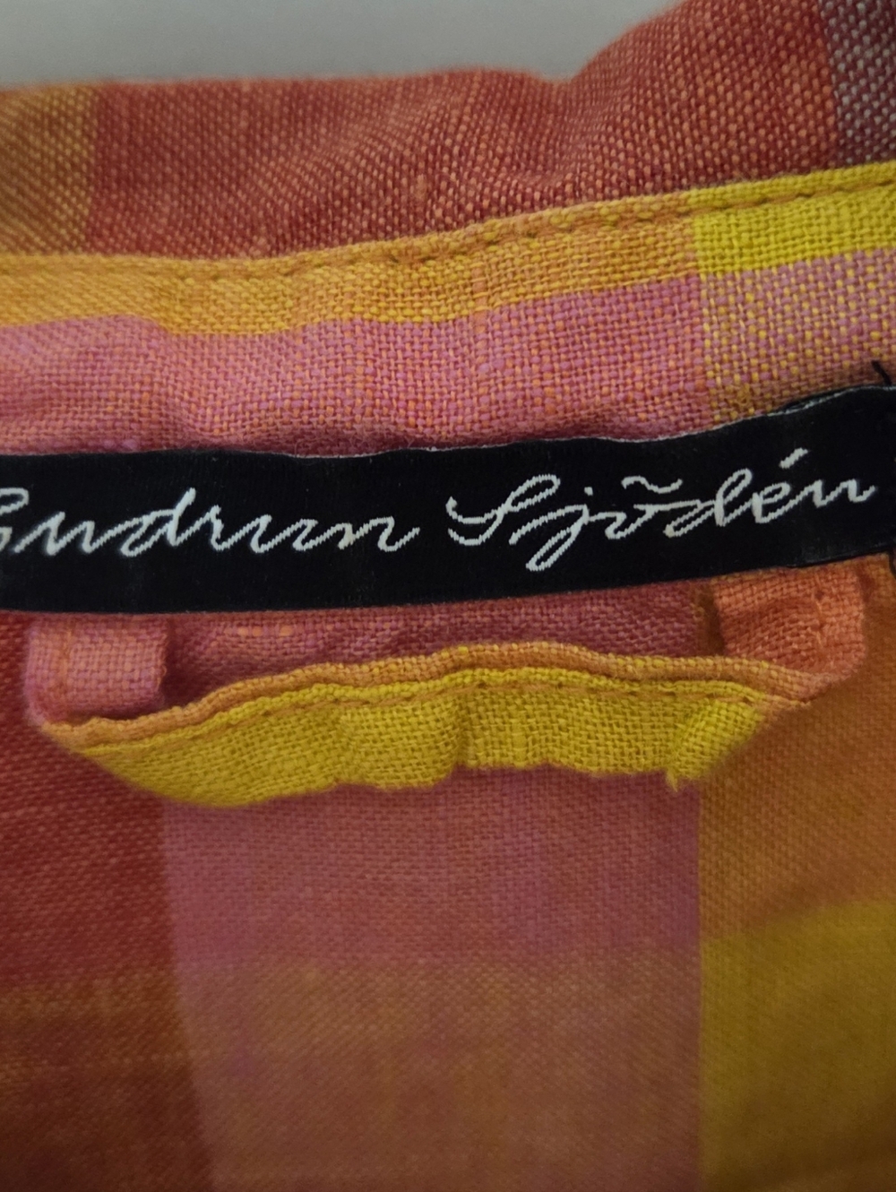 L Gudrun Sjoden Plaid Shirt - Vibrant Pink, Yellow & Orange, Great Condition - Picture 5 of 5